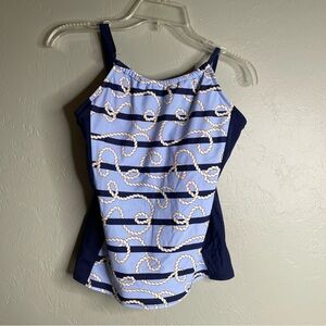 Kim Rogers Blue Natical Tankini size small EUC